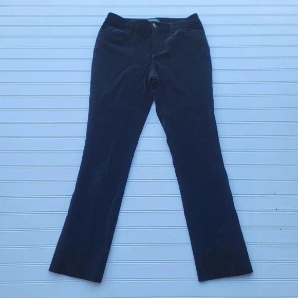 Lauren Ralph Lauren Soft Black Velvet Pants Jeans Style Petite Cotton Blend 4P - Picture 1 of 9